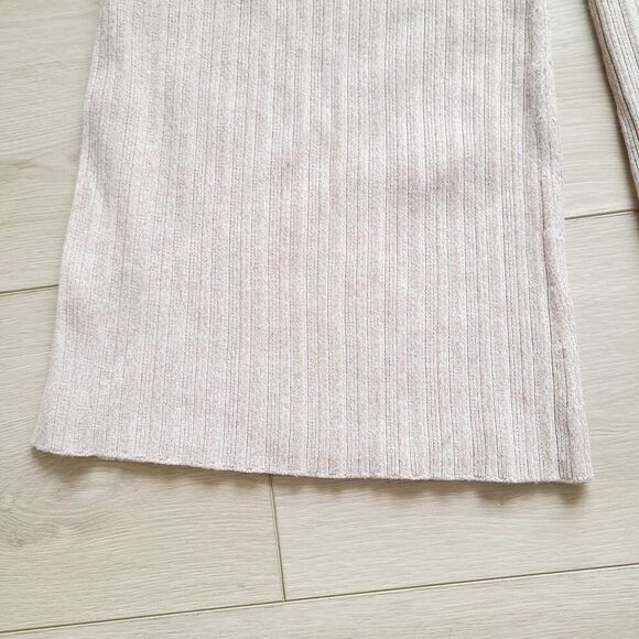 Revolve X Michael Costello Kalina Side Button Pant L Beige Ribbed Knit Pull-On - Picture 6 of 12